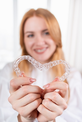 Girl with clear braces